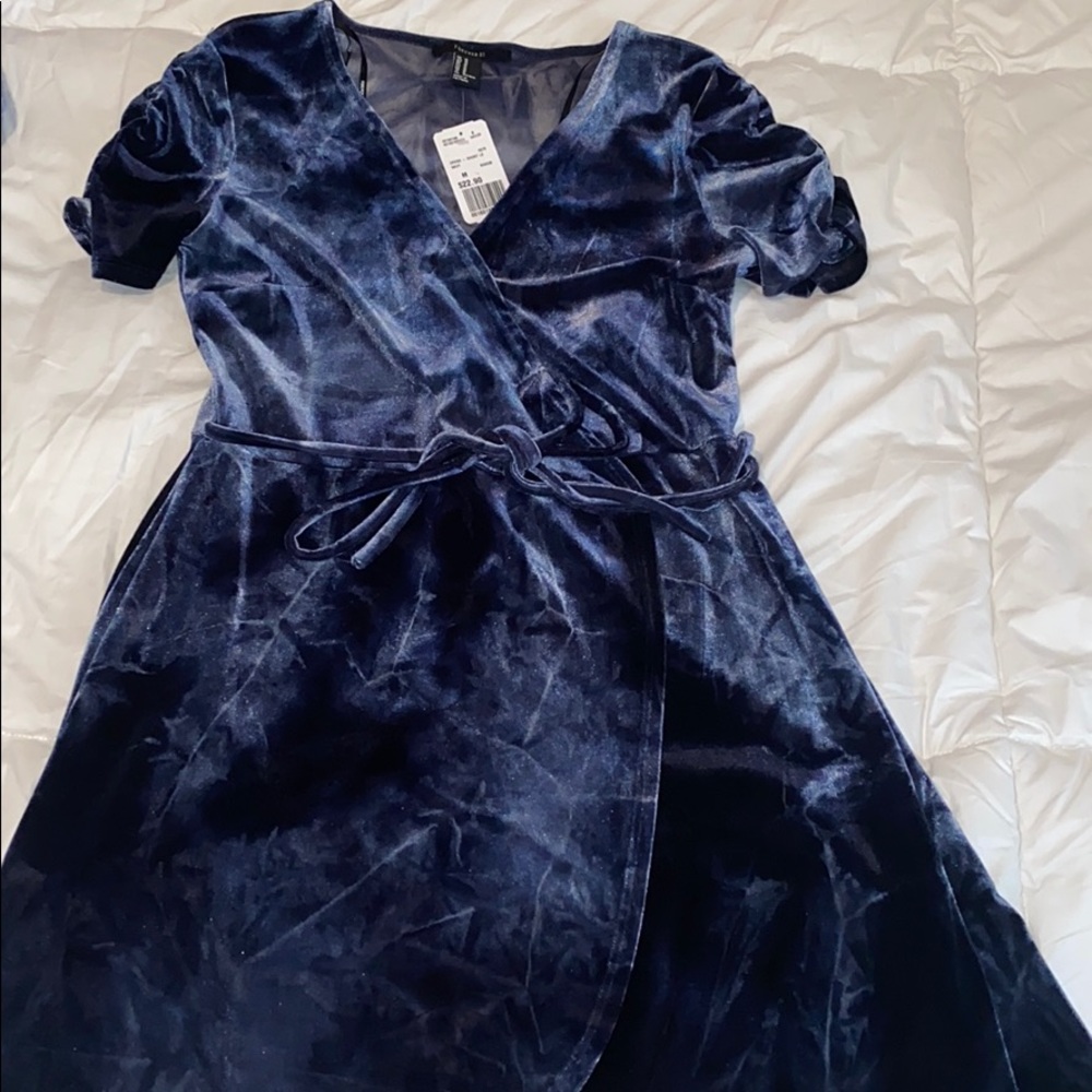 F-21 Navy Blue Velvet Dress